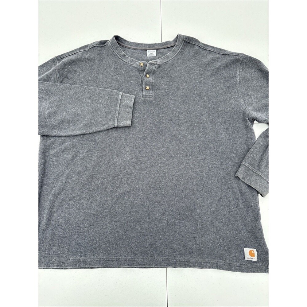 Carhartt Waffle Knit Henley T-Shirt Men’s Size 2XL Gray Long Sleeve Cotton